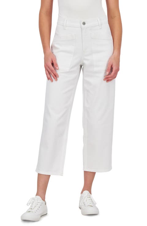 High Waist Crop Wide Leg Jeans (Clean White)