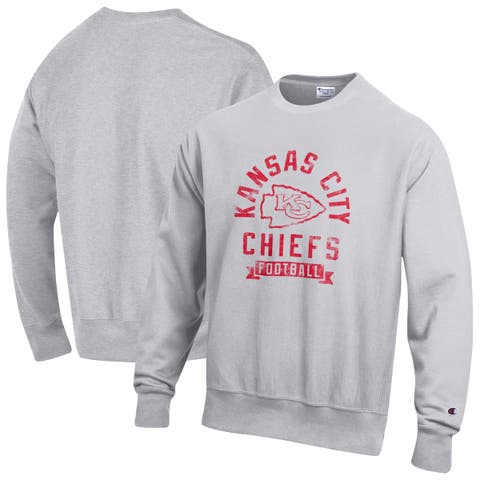 Men's Champion  Heather Gray Kansas City Chiefs Reverse Weave Fleece Pullover Sweatshirt