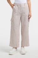 Ellen Tracy Wide Leg Linen Blend Cargo Pants