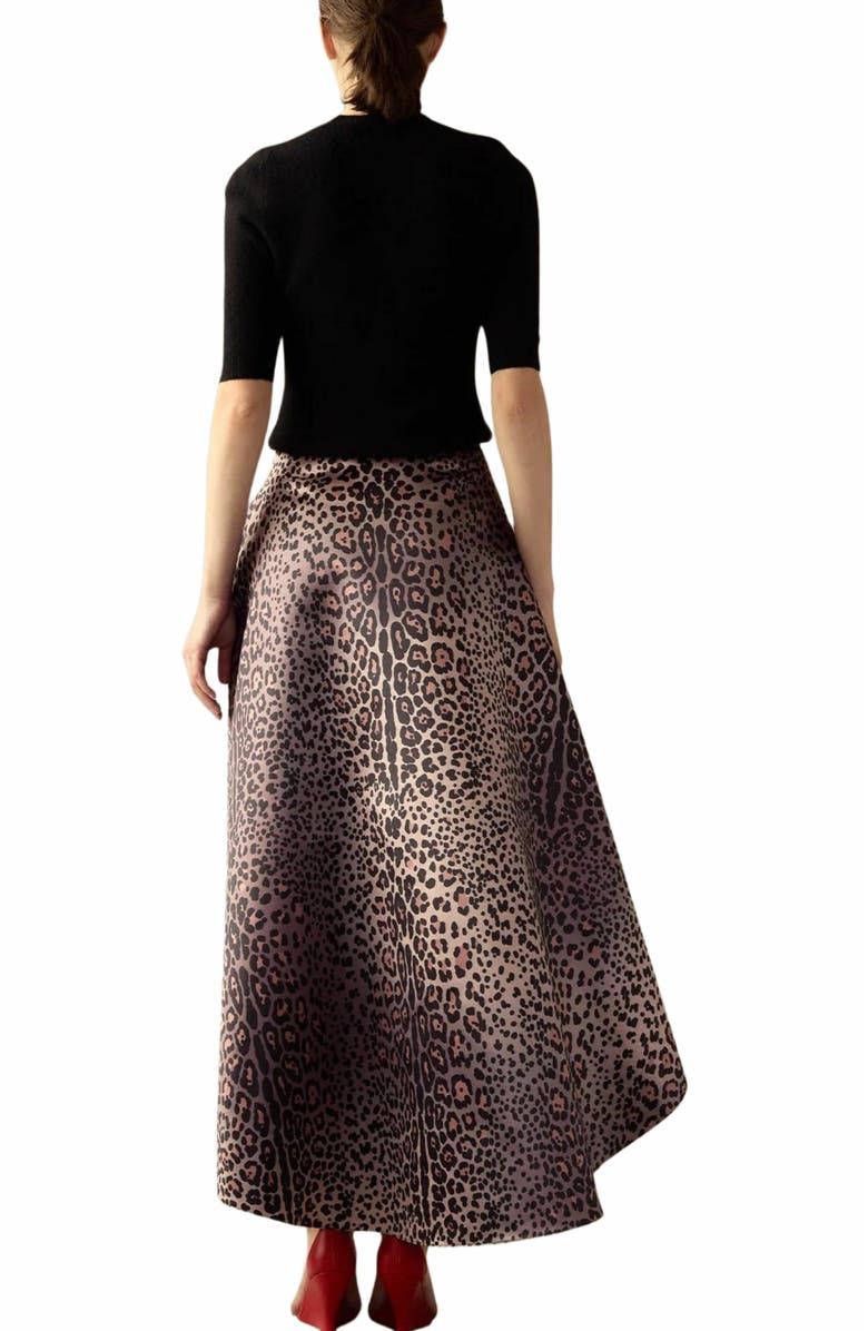 Cynthia Rowley Leopardess Satin Skirt, Alternate, color, 