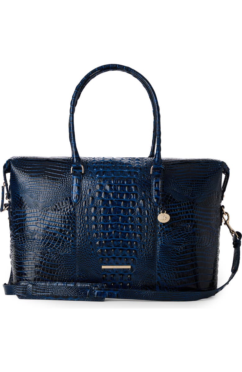 Brahmin Duxbury Croc Embossed Leather Weekend Bag, Alternate, color, Anchor
