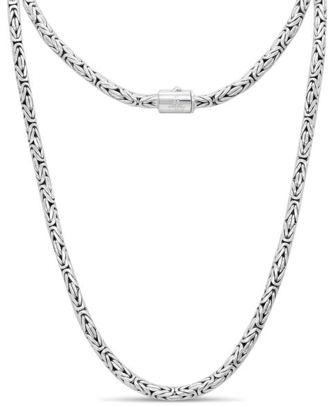 Borobudur Round 4mm Chain Necklace in Sterling Silver, 26"