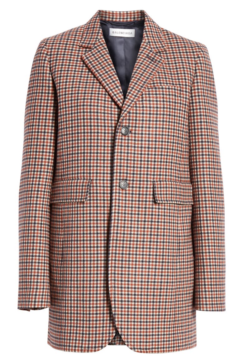 Check Stretch Wool Blazer, Alternate, color, 6564-BROWN/ NAVY