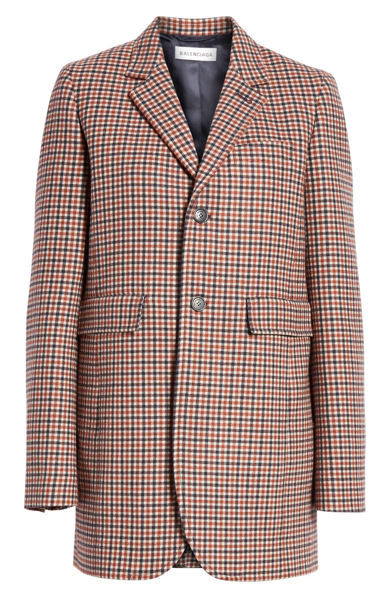 Balenciaga Check Stretch Wool Blazer, Alternate, color, 