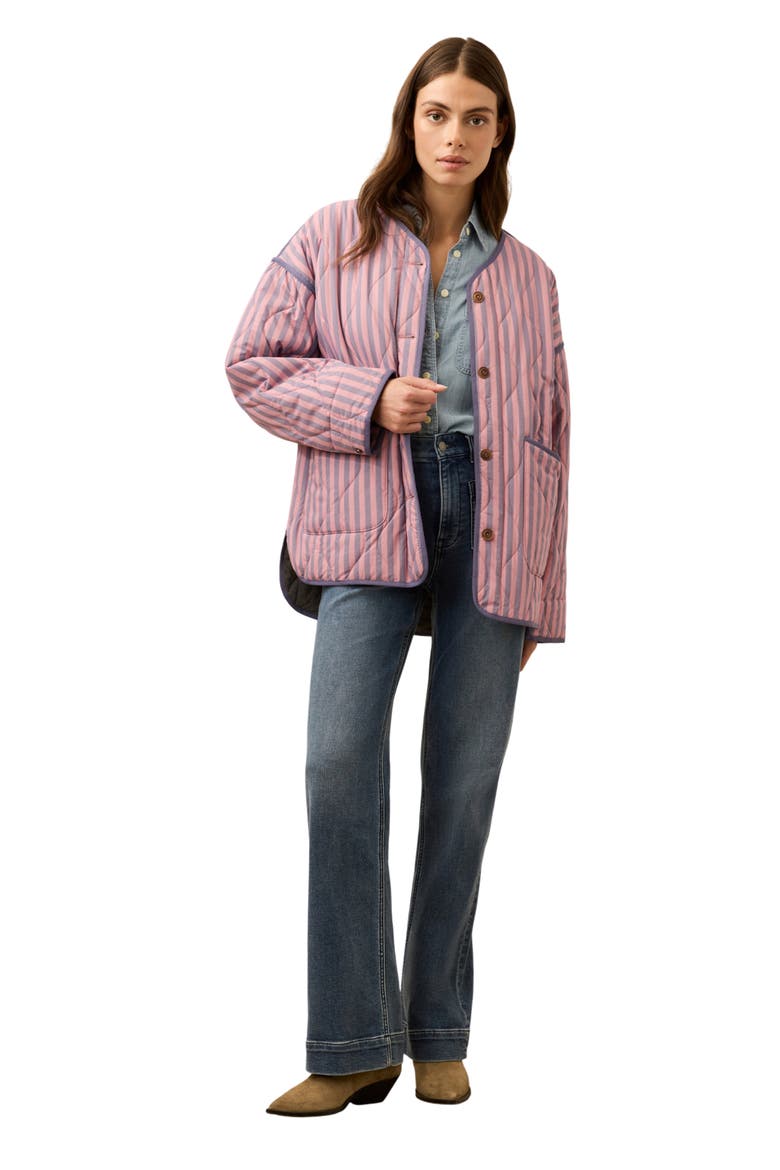 Horizon Series Stripe Quilted Jacket, Alternate, color, BERRY LUCY STRIPE