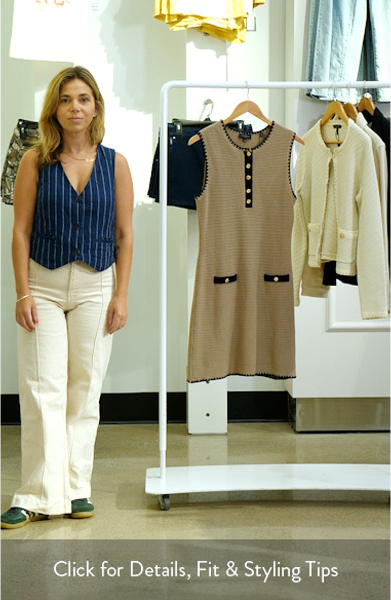 Contrast Detail Open Stitch Cotton Blend Sweater Minidress, sales video thumbnail