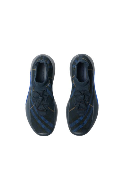 Burberry Check Knit Neptune Sneakers In Midnight