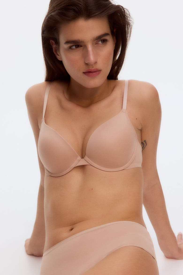 2-pack Microfibre Push-up Bras, Main, color, Light beige/black
