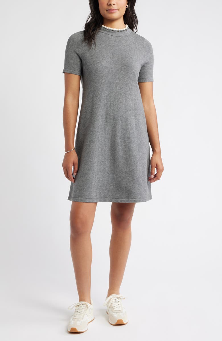 Caslon<sup>®</sup> Ruffle Accent Sweater Dress, Alternate, color, Grey Dark Heather