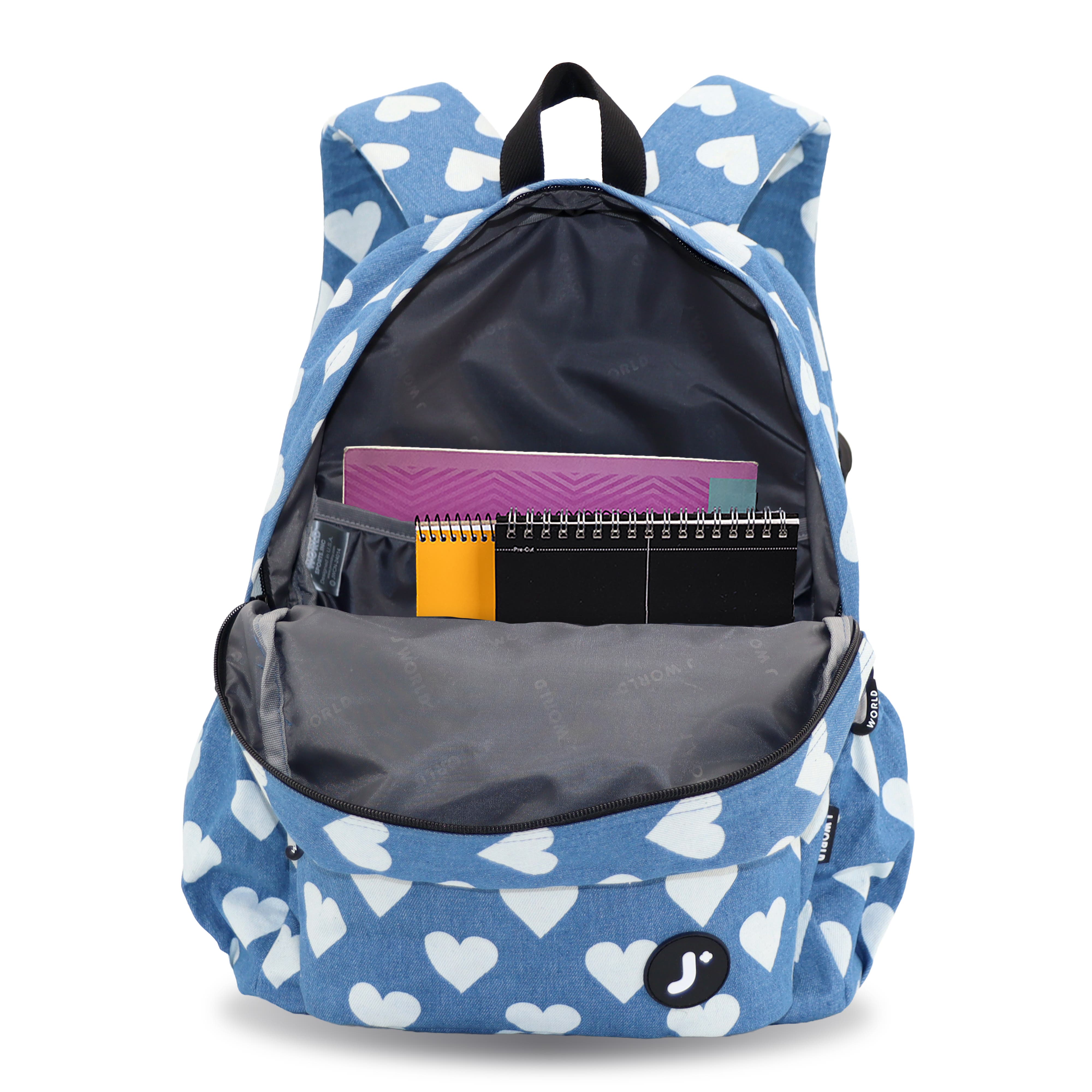Unisex Oz 17" Daily Backpack For School And Travel, Alternate, color, Denim Heart