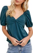 WISHLIST Puff Sleeve Tie Back Babydoll Top