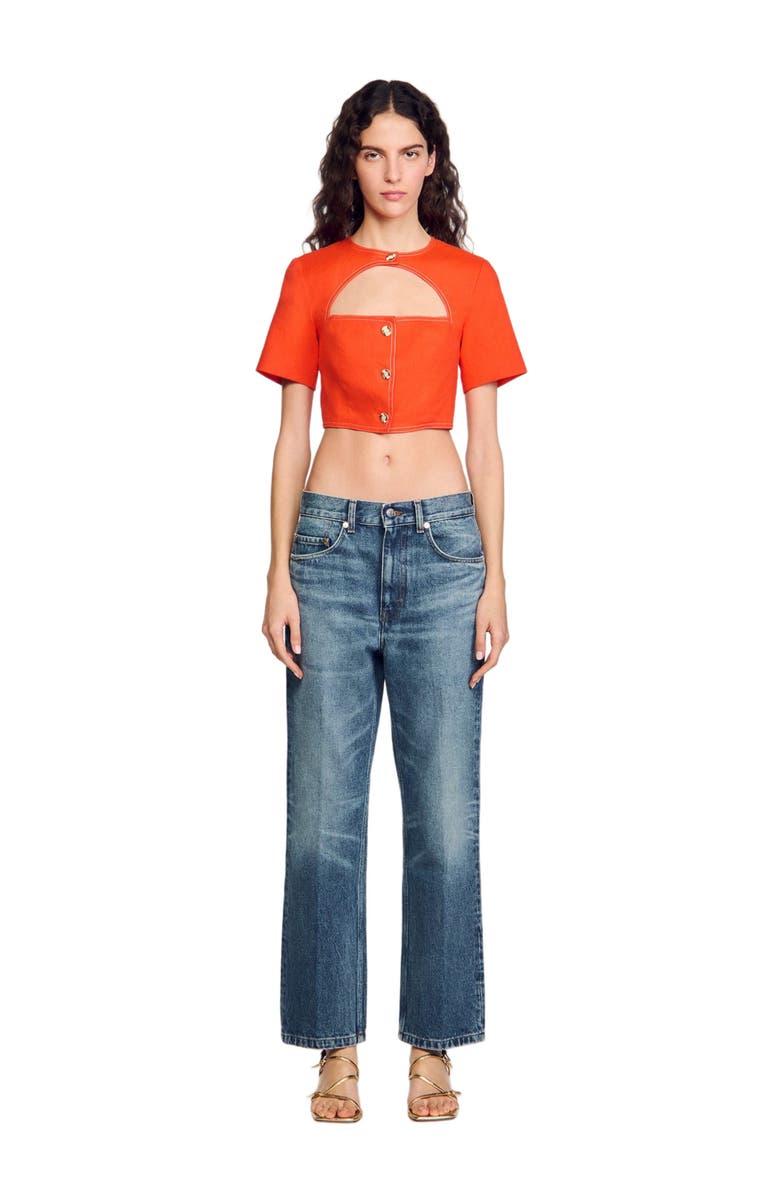 SANDRO Crop top with cutout design, Alternate, color, 