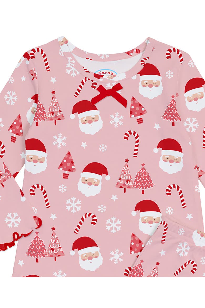 Loose Fit Ruffle PJ Set, Alternate, color, Pink Santa