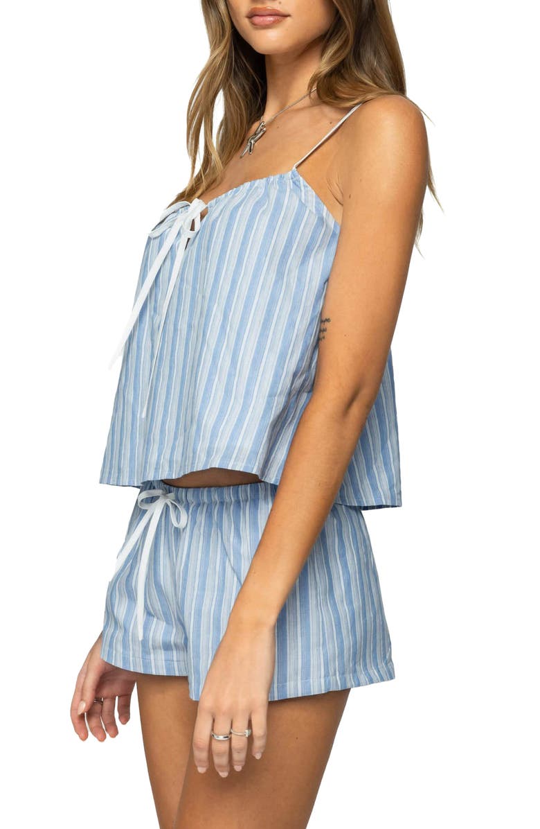 EDIKTED Birkley Stripe Cotton Camisole, Alternate, color, Blue