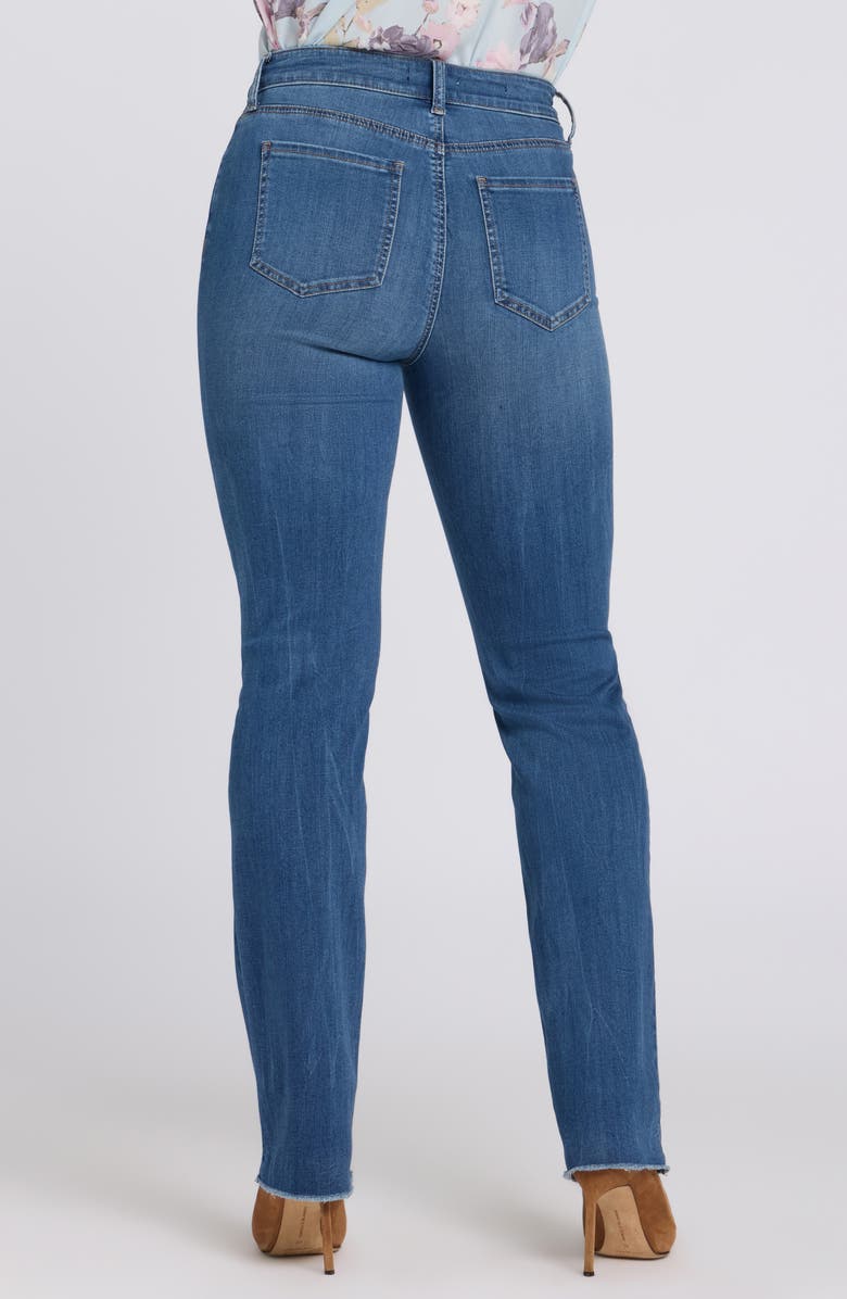 NYDJ Marilyn High Waist Button Fly Raw Hem Straight Leg Jeans, Alternate, color, Wild River