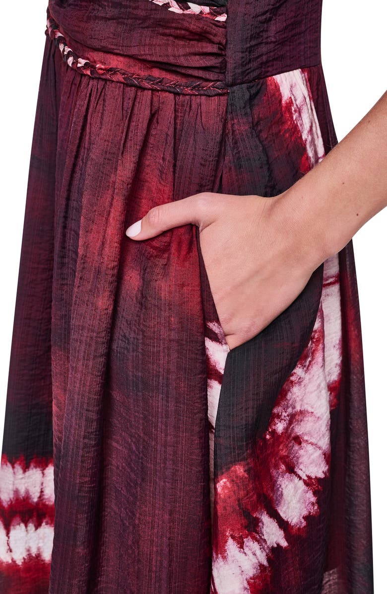 DKNY Braided Print Voile Midi Dress, Alternate, color, Firework Tiedye