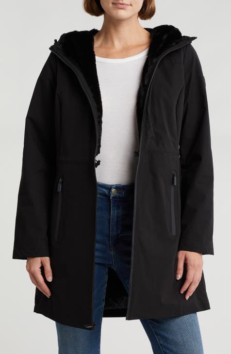 Water Resistant Parka with Faux Fur Trim