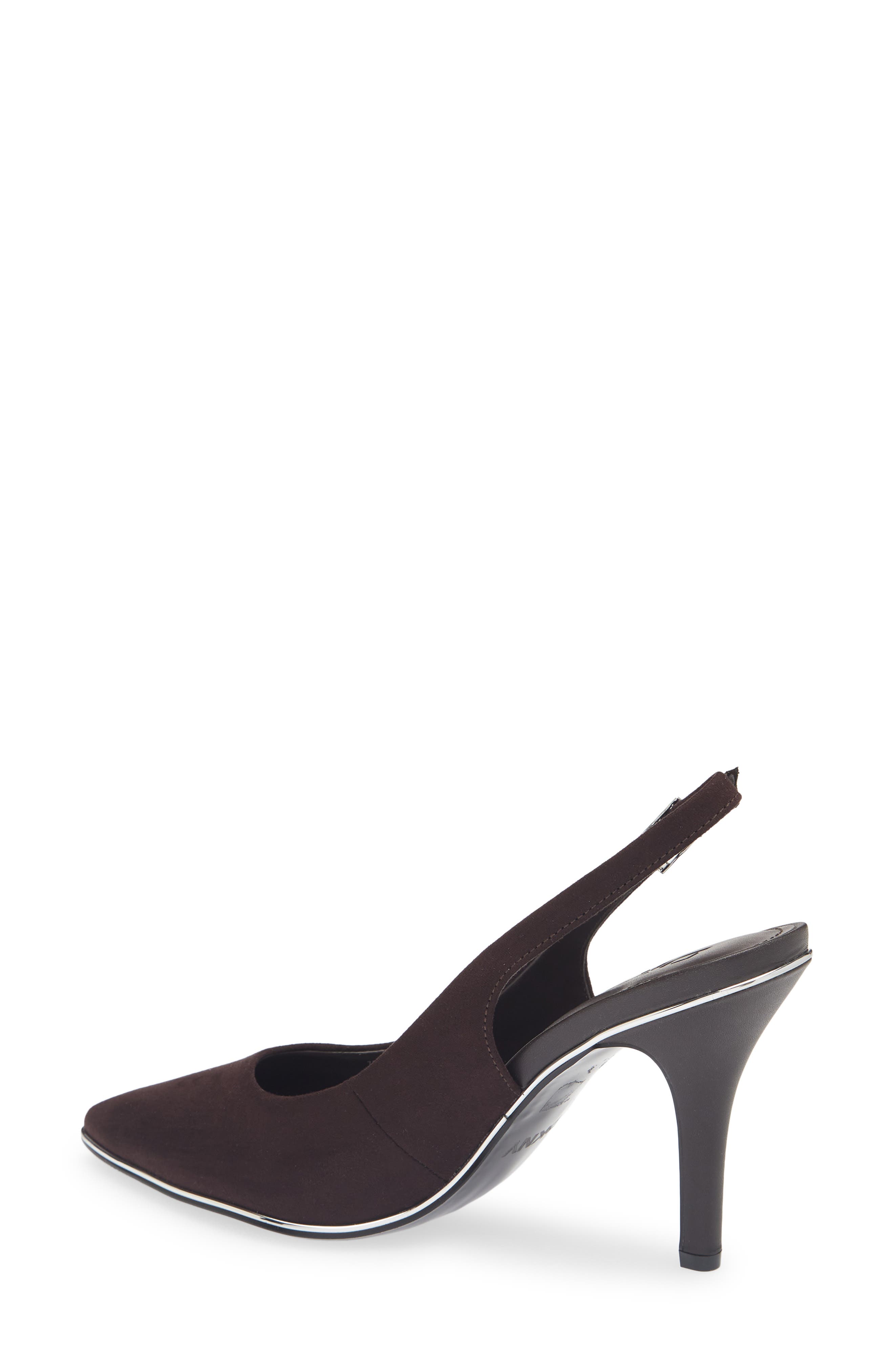 Preston Pointed Toe Slingback Pump, Alternate, color, BROWN