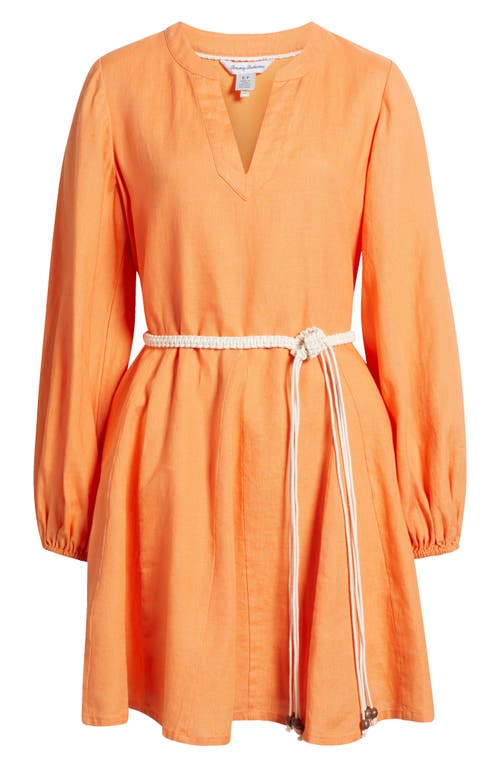 Tommy Bahama Coastalina Long Sleeve Linen Fit & Flare Dress In Crisp Orange