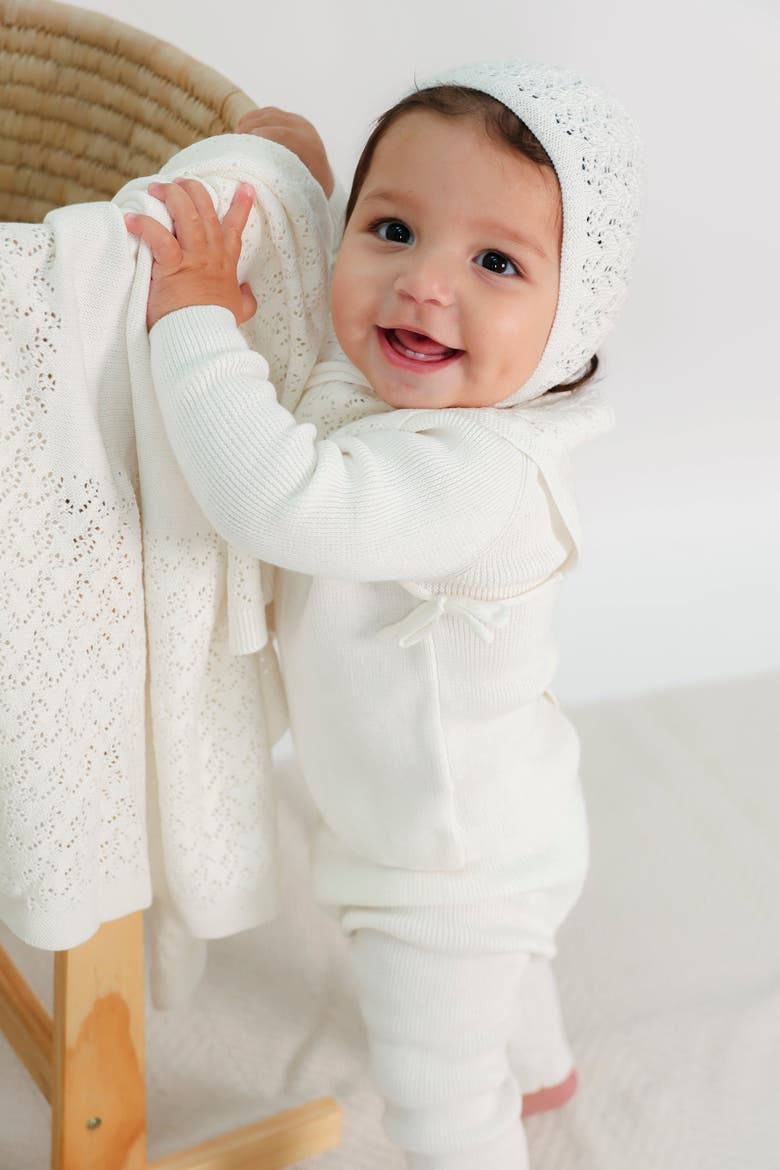 Lace Knit Blanket, Alternate, color, White
