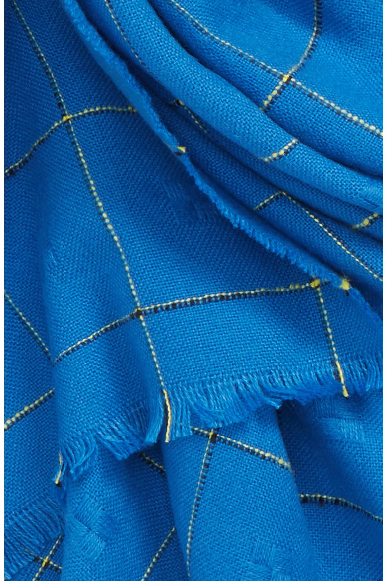 Grid Check Oblong Scarf, Alternate, color, BLUE/ YELLOW