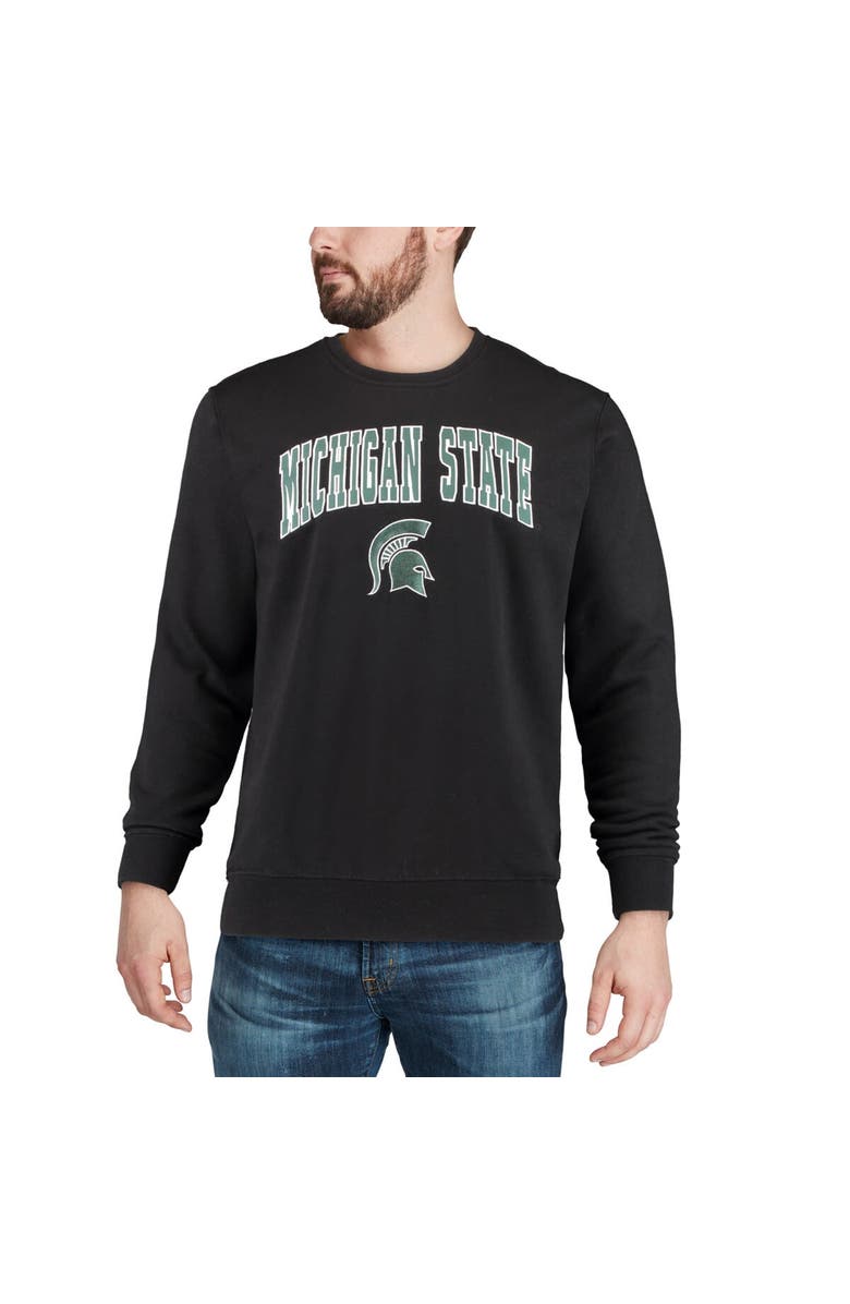 COLOSSEUM Men's Colosseum Black Michigan State Spartans Arch & Logo Crew Neck Sweatshirt, Alternate, color, Black