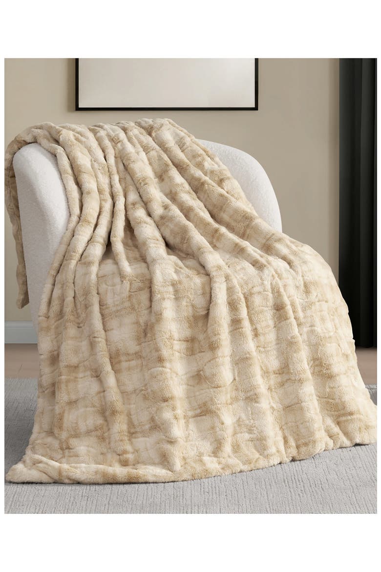 Print Embossed Oversize Blanket, Alternate, color, SAFARI BROWN