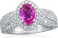 SOUZANA by Suzy Levian 14K White Gold 1.30ct Royal Pink Sapphire & 0.92cttw Diamond Ring