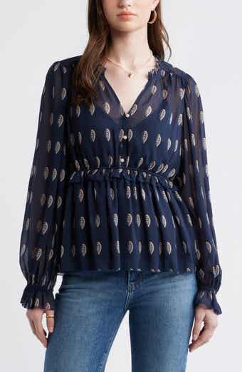 Long Sleeve Chiffon Peplum Top