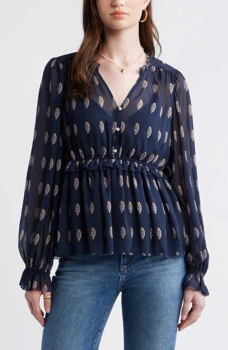 Long Sleeve Chiffon Peplum Top