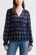Treasure & Bond Long Sleeve Chiffon Peplum Top