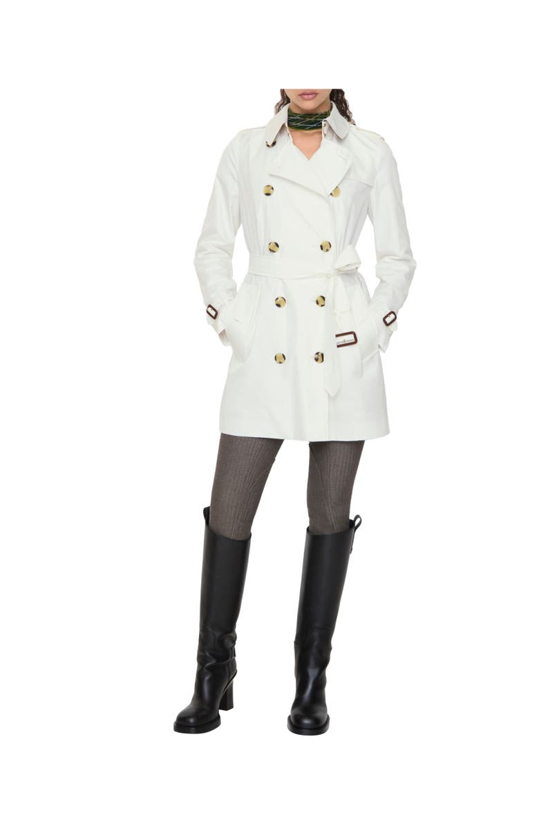 Burberry Short Tropical Gabardine Kensington Trench Coat, Alternate, color, Cotton White