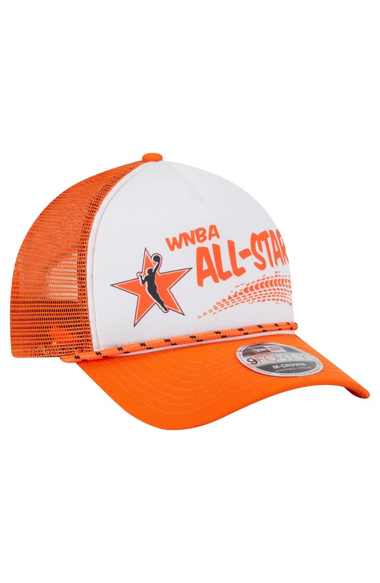 New Era Unisex New Era White/Orange WNBA Gear 9FORTY A-Frame Graphic Trucker Hat, Alternate, color, White
