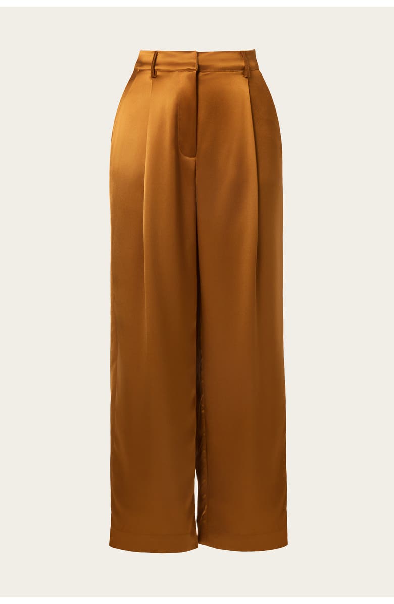 Malina Sarah Elastic Waist Satin Pants, Alternate, color, Amber