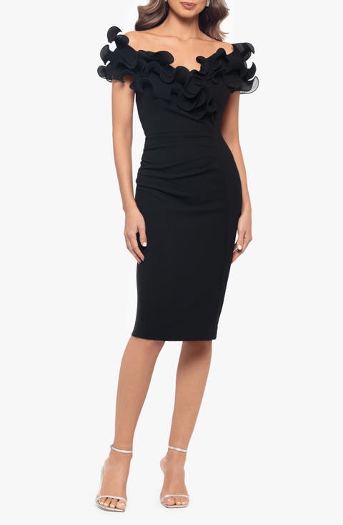 Wire Trim Off the Shoulder Sheath Dress