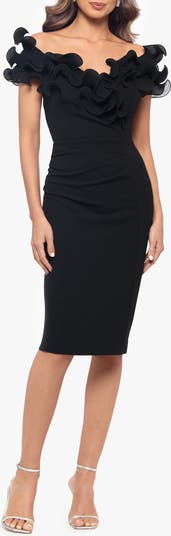 Wire Trim Off the Shoulder Sheath Dress
