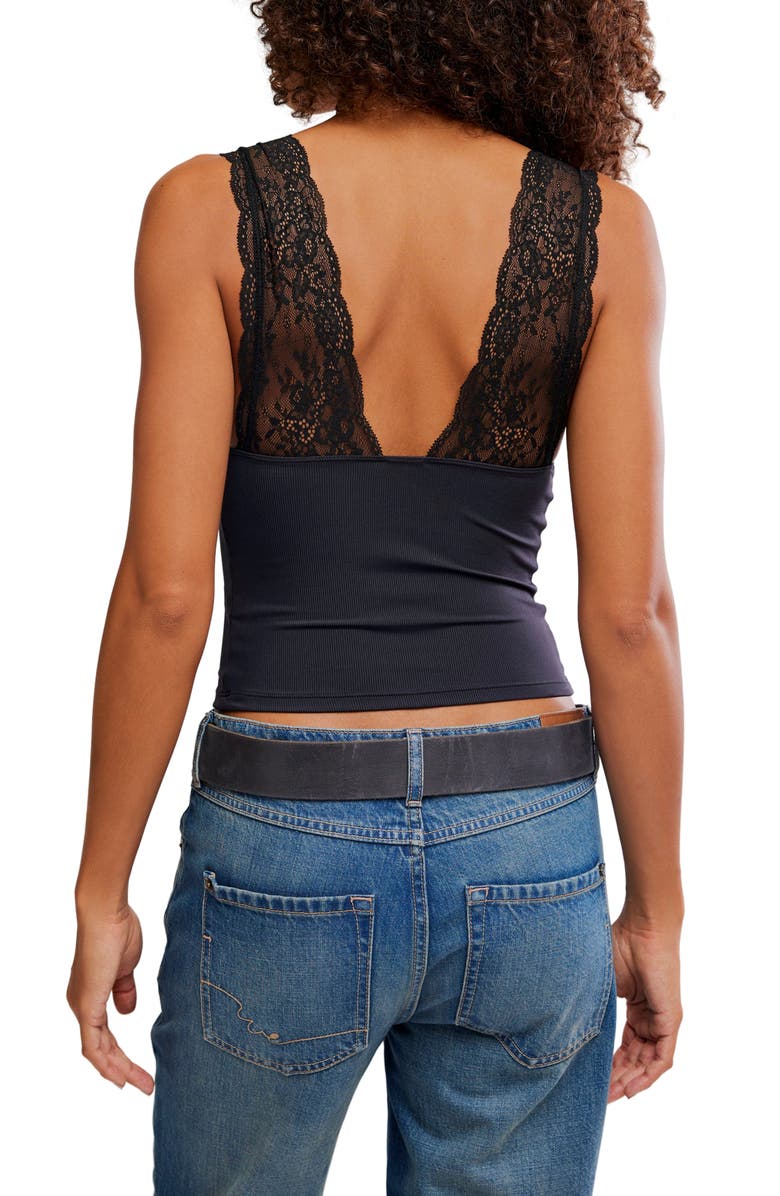 Free People Power Pay Lace Trim Camisole, Alternate, color, Black