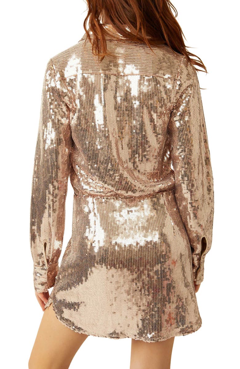 Free People Sophie Sequin Long Sleeve Shirtdress, Alternate, color,