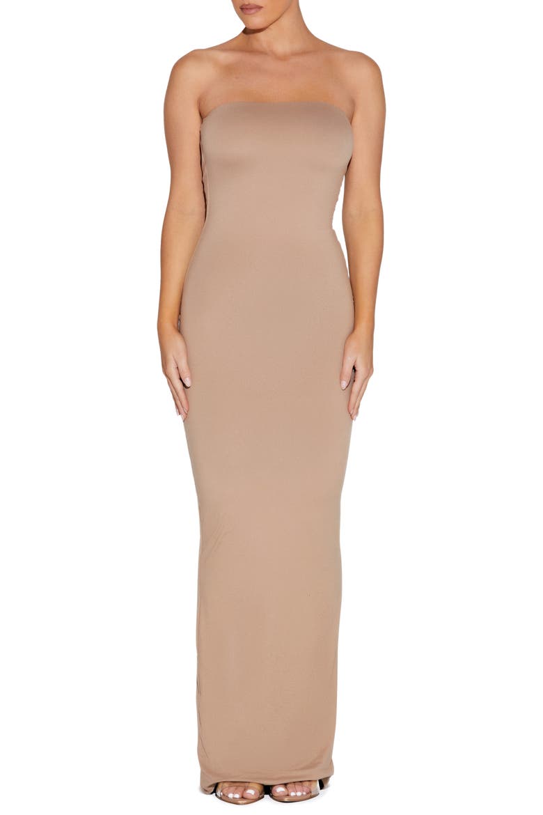 x BARE Strapless Tube Dress, Main, color, NUDE