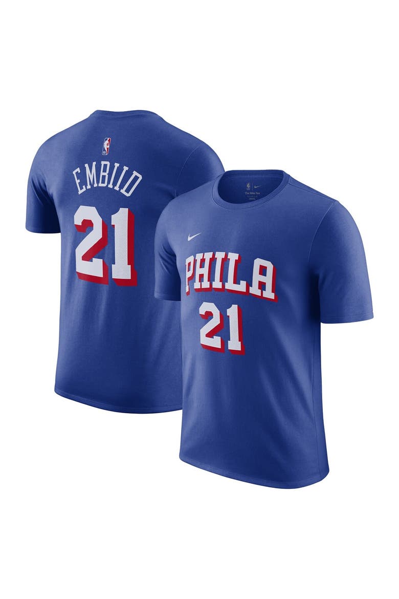Men's Nike Joel Embiid Royal Philadelphia 76ers Name & Number T-Shirt, Alternate, color, Royal