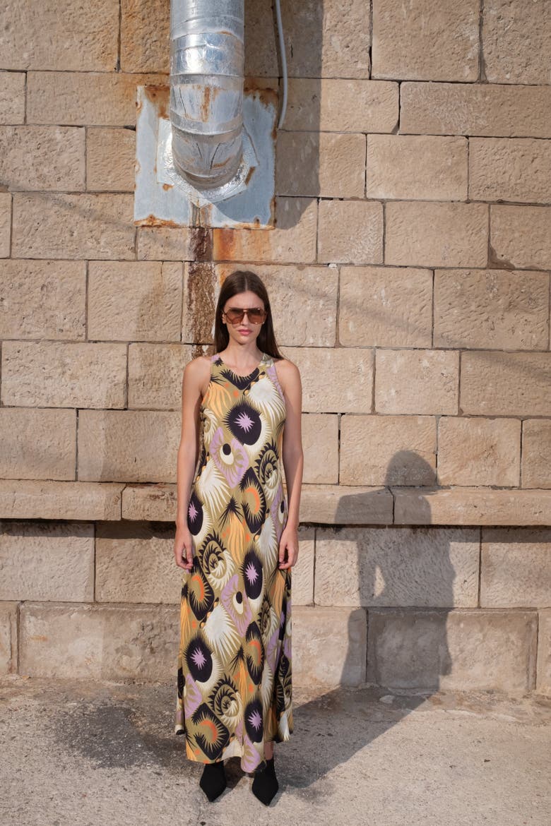 Lanelle Printed Sleeveless Bias Cut Maxi Dress, Alternate, color, Alchemia-Green