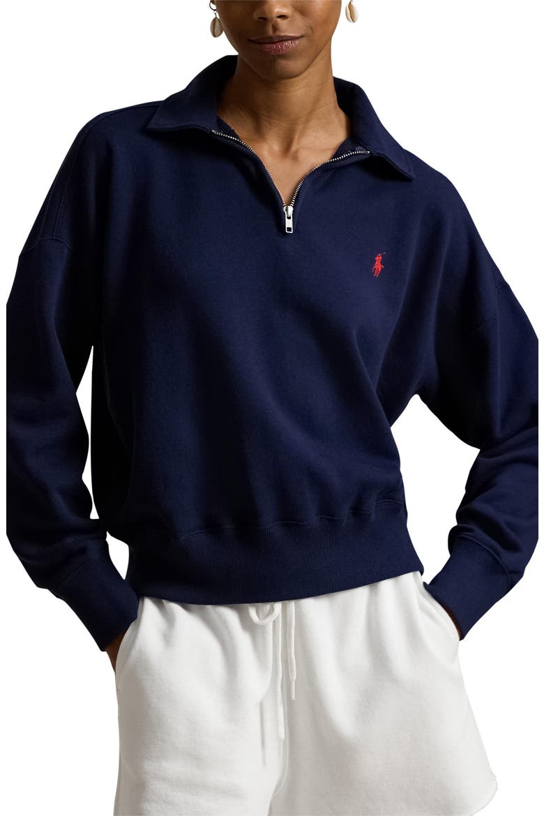 Lightweight Fleece Quarter Zip Pullover, Main, color, CRUISE NAVY