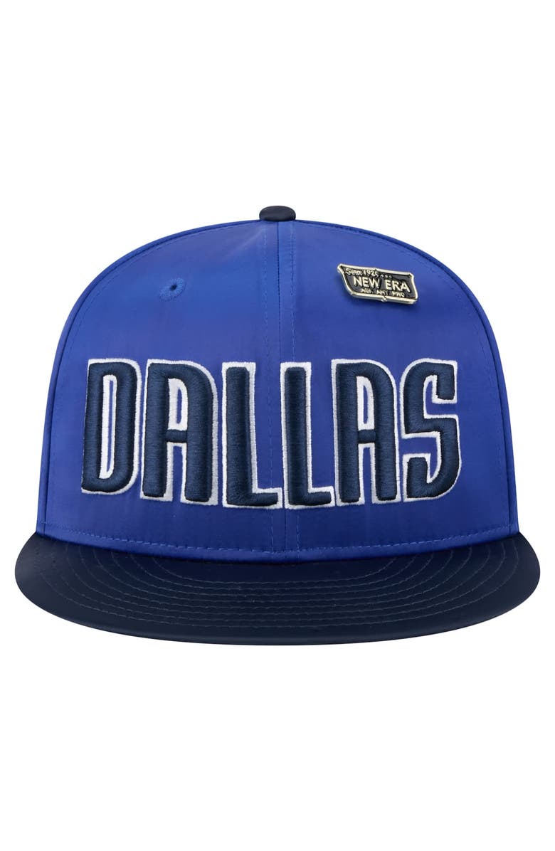 New Era Men's New Era Blue/Navy Dallas Mavericks Throwback Satin Vintage Pin Two-Tone 59FIFTY Fitted Hat, Alternate, color, Blue