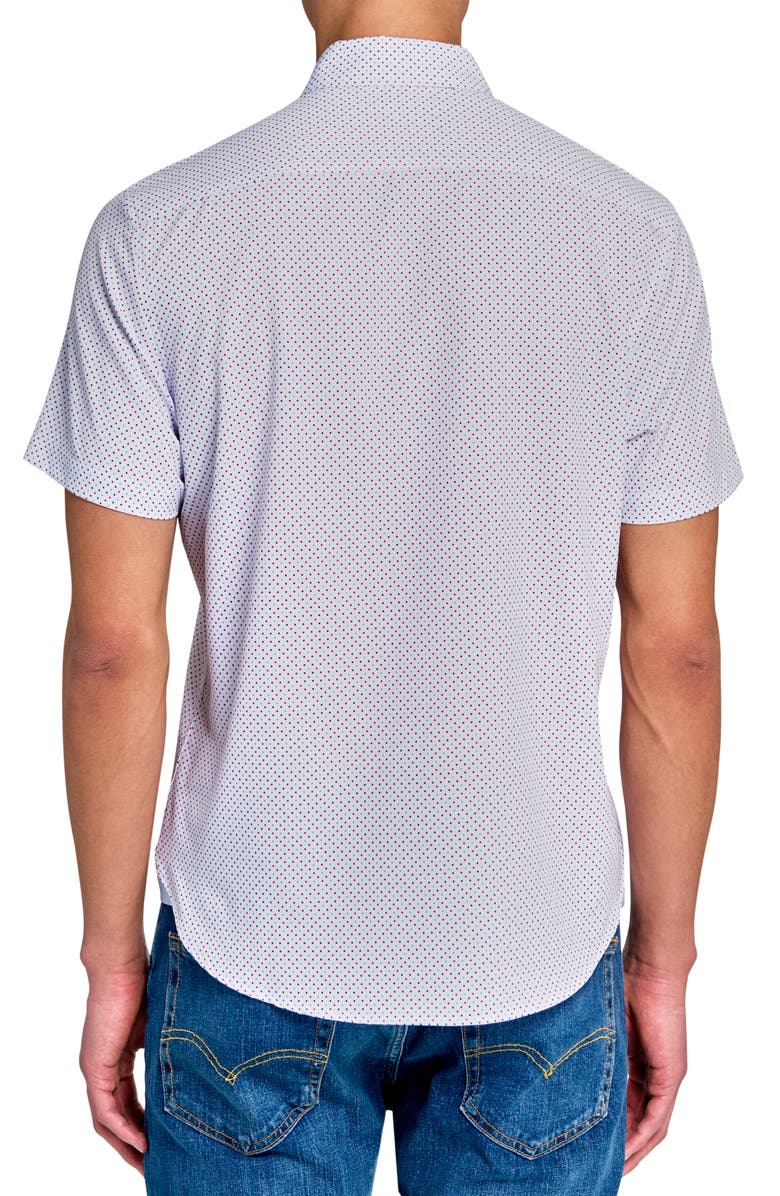 CONSTRUCT Dot Stretch Woven Short Sleeve Shirt, Alternate, color, White Polka Dot
