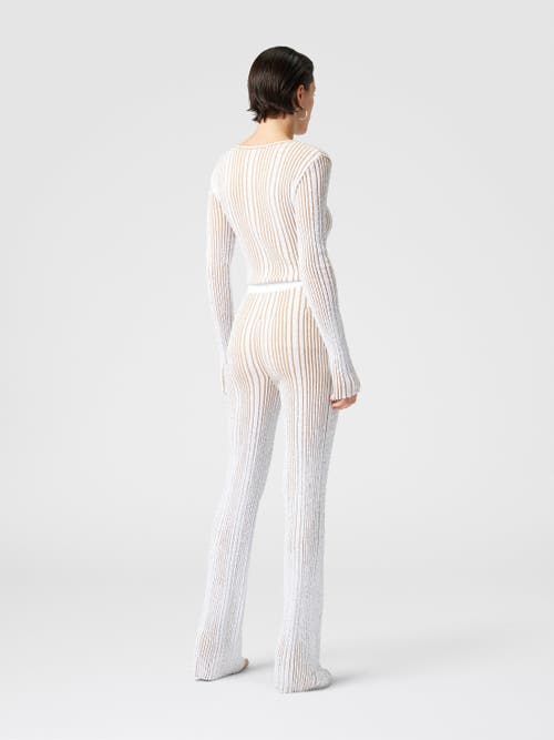MISSONI MISSONI RIBBED STRETCH FLARED TROUSERS WITH SEQUINS 