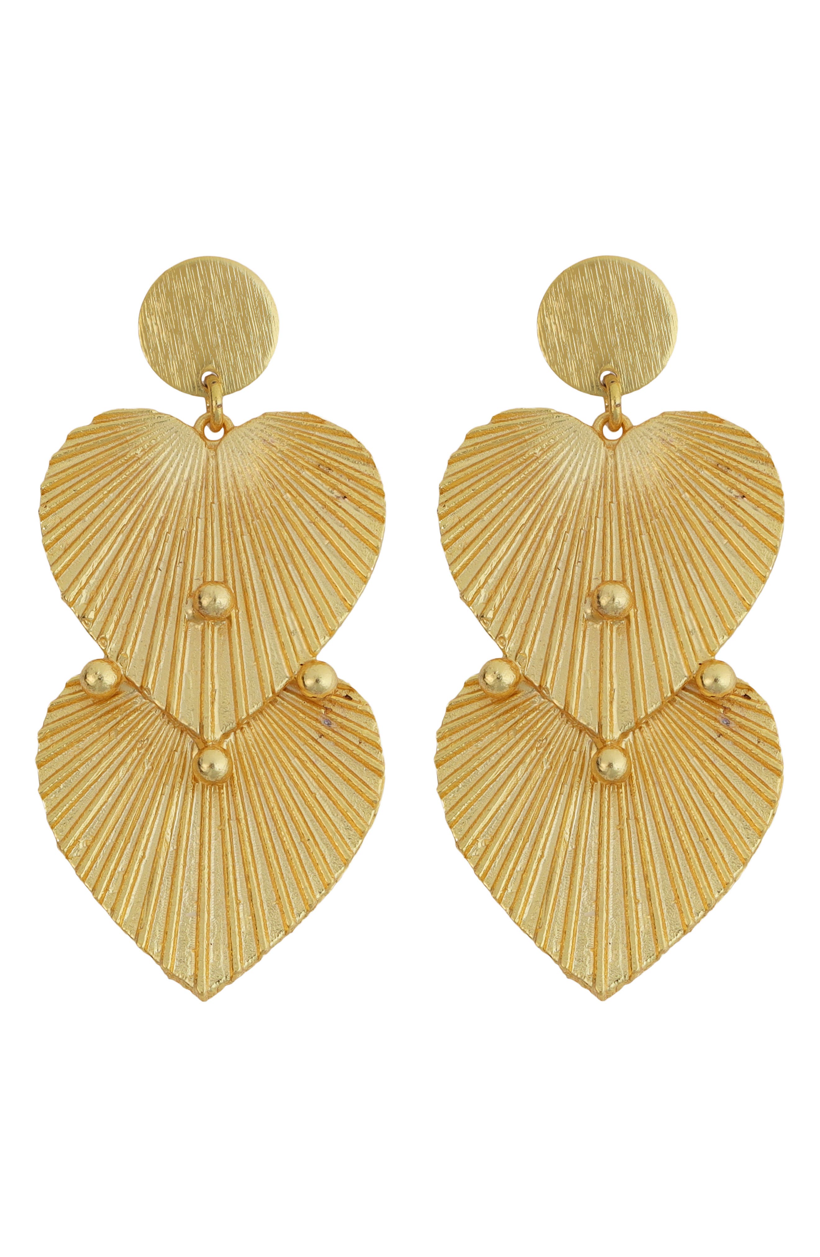 Panacea Textured Double Heart Drop Earrings