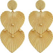 Panacea Textured Double Heart Drop Earrings