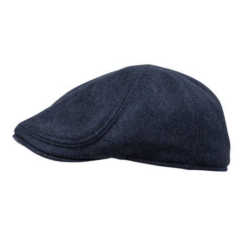 Wigens Classic Pub Cap With Quilted Lining In Blue Melange