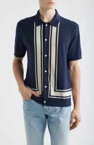 Madewell Border Stripe Short Sleeve Cotton Sweater Shirt