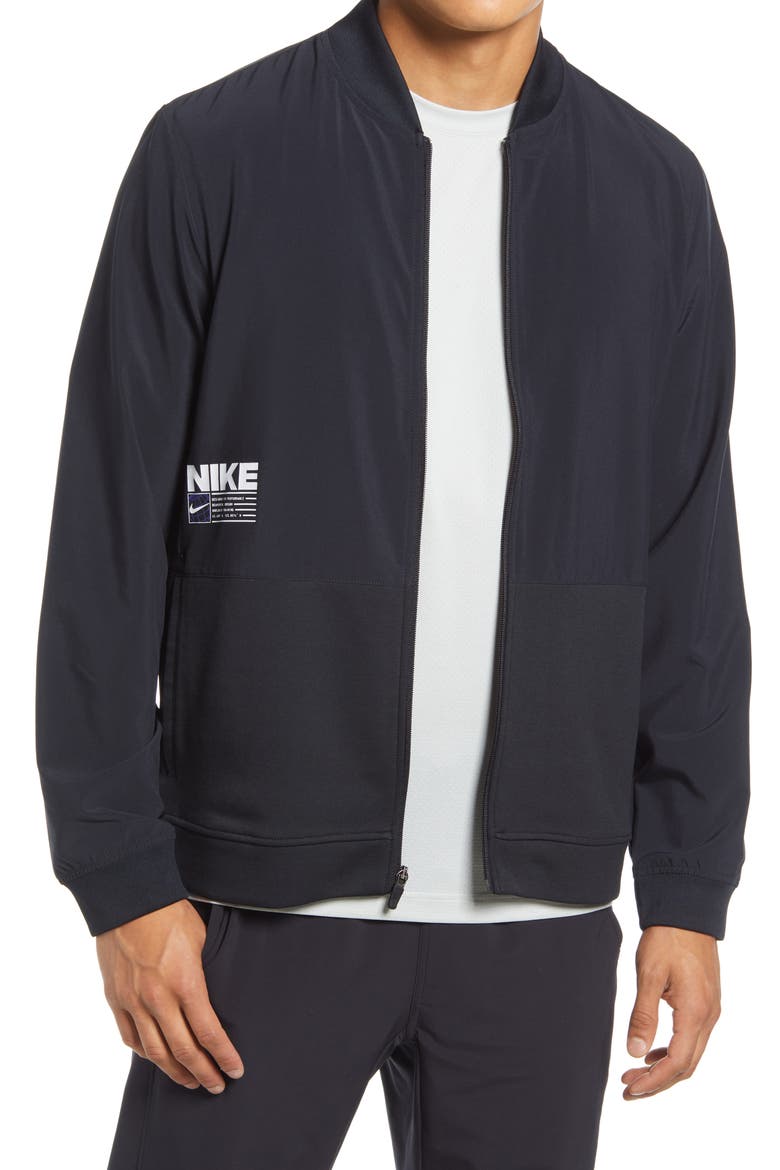 Men's Dri-FIT Zip Jacket, Main, color, BLACK/ BLACK